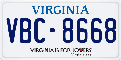 VA license plate VBC8668