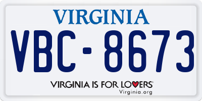 VA license plate VBC8673