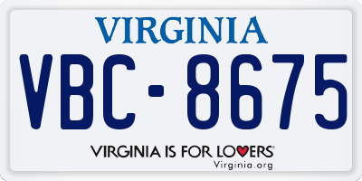 VA license plate VBC8675