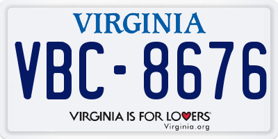VA license plate VBC8676