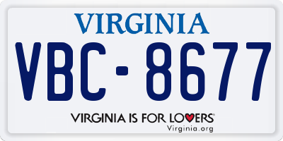 VA license plate VBC8677