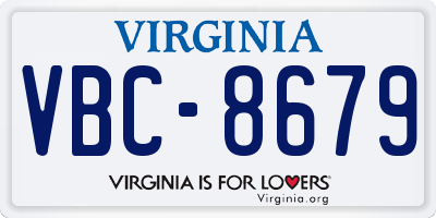 VA license plate VBC8679