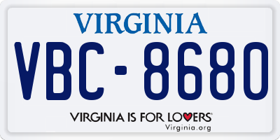 VA license plate VBC8680