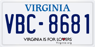 VA license plate VBC8681