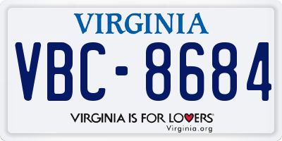 VA license plate VBC8684
