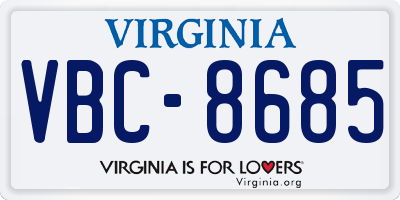 VA license plate VBC8685