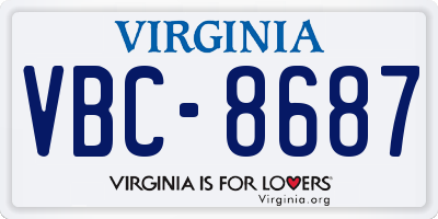 VA license plate VBC8687