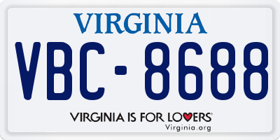 VA license plate VBC8688