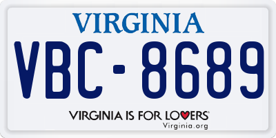 VA license plate VBC8689
