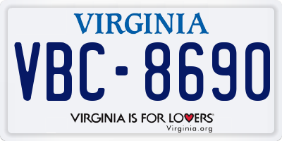 VA license plate VBC8690