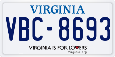 VA license plate VBC8693