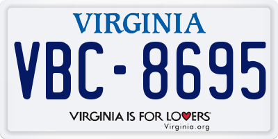 VA license plate VBC8695