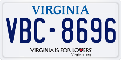 VA license plate VBC8696