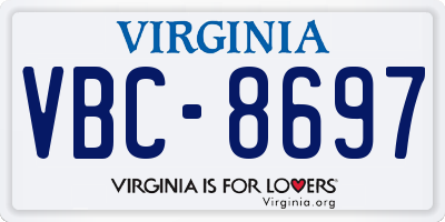 VA license plate VBC8697