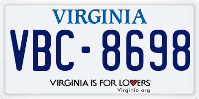 VA license plate VBC8698