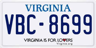 VA license plate VBC8699