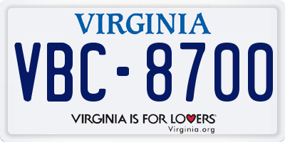 VA license plate VBC8700