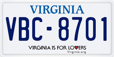 VA license plate VBC8701