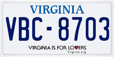 VA license plate VBC8703