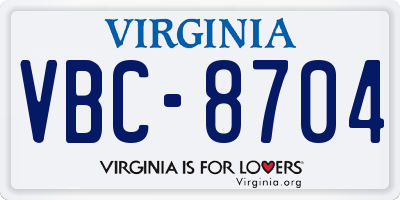 VA license plate VBC8704