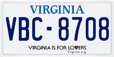 VA license plate VBC8708