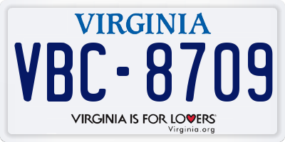 VA license plate VBC8709