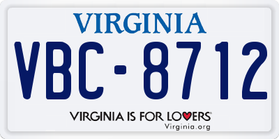 VA license plate VBC8712