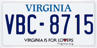 VA license plate VBC8715