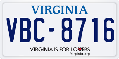 VA license plate VBC8716