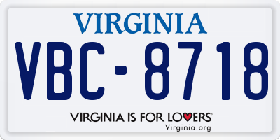 VA license plate VBC8718