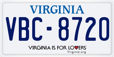 VA license plate VBC8720