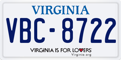 VA license plate VBC8722