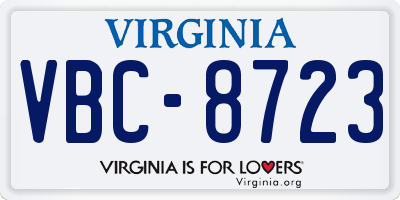 VA license plate VBC8723