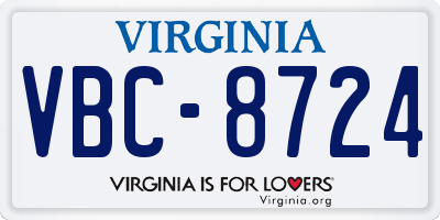 VA license plate VBC8724