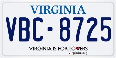 VA license plate VBC8725