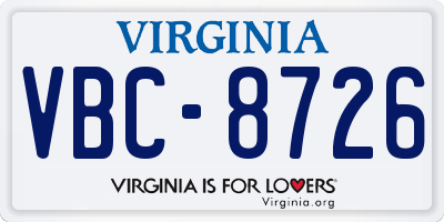 VA license plate VBC8726