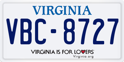 VA license plate VBC8727