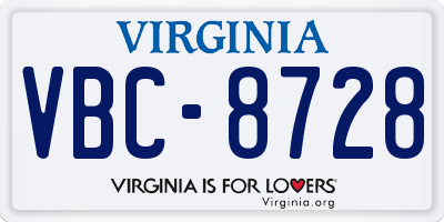 VA license plate VBC8728