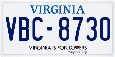 VA license plate VBC8730