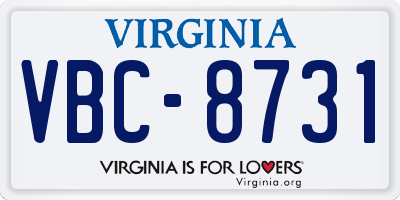 VA license plate VBC8731