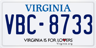 VA license plate VBC8733