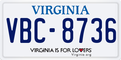 VA license plate VBC8736