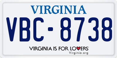 VA license plate VBC8738