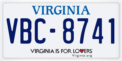 VA license plate VBC8741