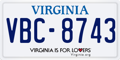 VA license plate VBC8743
