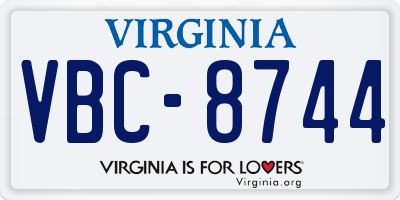VA license plate VBC8744