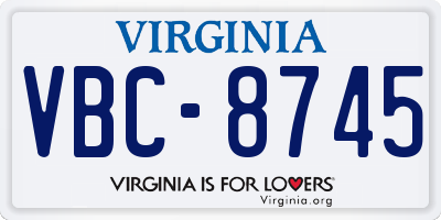 VA license plate VBC8745