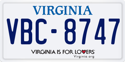 VA license plate VBC8747