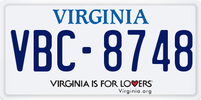 VA license plate VBC8748