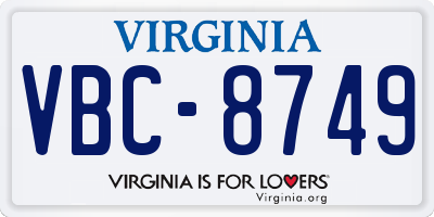 VA license plate VBC8749